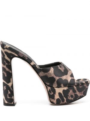 Papuci tip mules cu imagine cu model leopard Le Silla