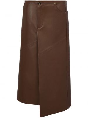 Asymetrická kožená sukňa Proenza Schouler hnedá