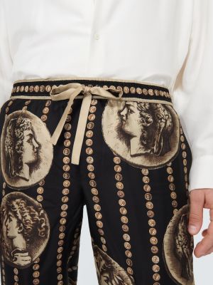 Svilene hlače ravnih nogavica s printom Dolce&gabbana