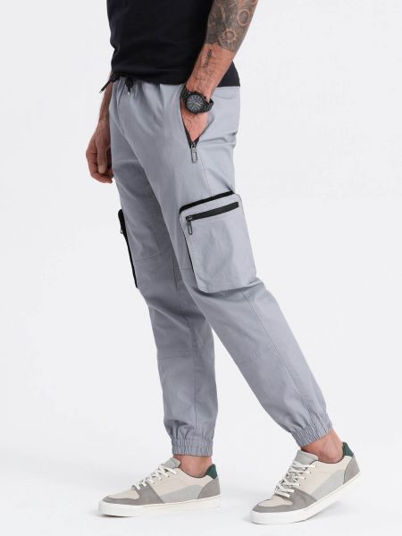 Карго панталони с джобове Ombre сиво