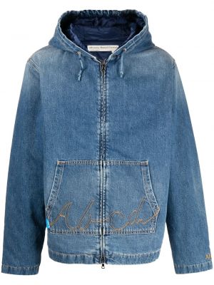 Krištáľová džínsová bunda s výšivkou s kapucňou Advisory Board Crystals modrá