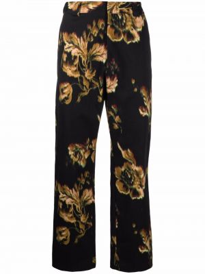 Pantalones rectos de flores con estampado Paul Smith negro
