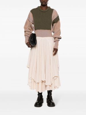 Asymetrické vlněné midi sukně s oděrkami Marc Le Bihan béžové