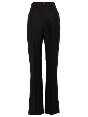 Vlněné rovné kalhoty s vysokým pasem Balenciaga černé