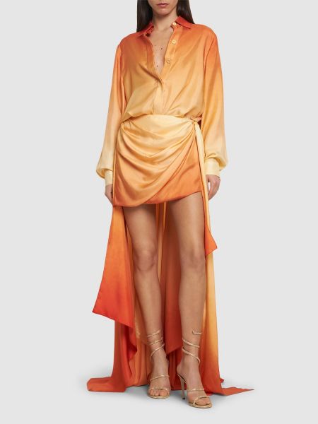 Camicia di seta asimmetrica Zimmermann arancione