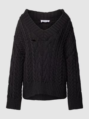 Dzianinowy sweter z dekoltem w serek Edited czarny