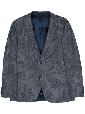 Žakárové bavlněné sako s paisley potiskem Etro modré