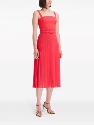 Sukienka wełniana szyfonowa Oscar De La Renta czerwona