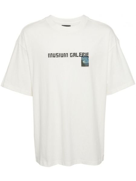 Kokvilnas t-krekls ar apdruku Musium Div. balts