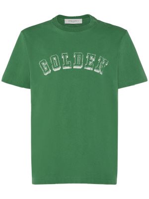 Βαμβακερή μπλούζα Golden Goose πράσινο
