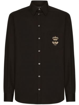 Bavlněná košile s výšivkou Dolce & Gabbana černá