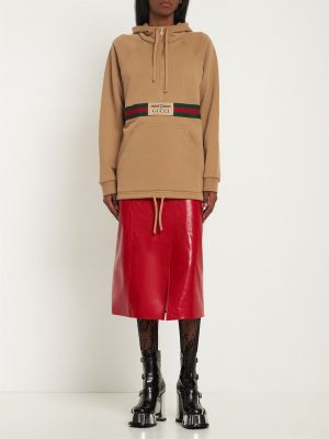 Pamučna hoodie s kapuljačom s patentnim zatvaračem od jersey Gucci