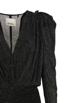 Svilena midi obleka s potiskom Isabel Marant črna