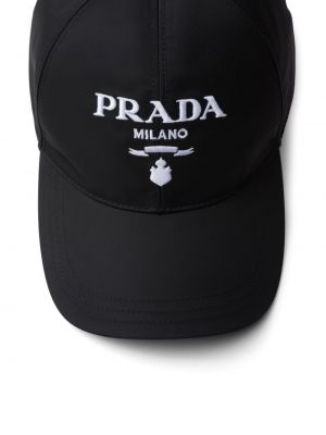 Siuvinėtas kepurė su snapeliu Prada juoda