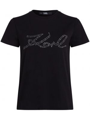 Βαμβακερή μπλούζα Karl Lagerfeld μαύρο