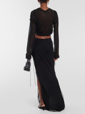 Jedwabna długa spódnica asymetryczna Acne Studios czarna