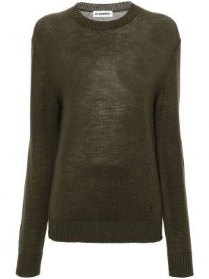 Vlnený sveter s okrúhlym výstrihom Jil Sander zelená
