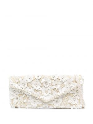 Pisemska torbica s cekini s cvetličnim vzorcem P.a.r.o.s.h. bela