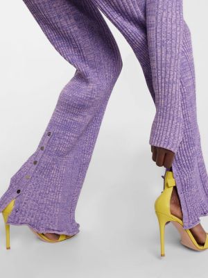 Rovné kalhoty s vysokým pasem Paco Rabanne fialové
