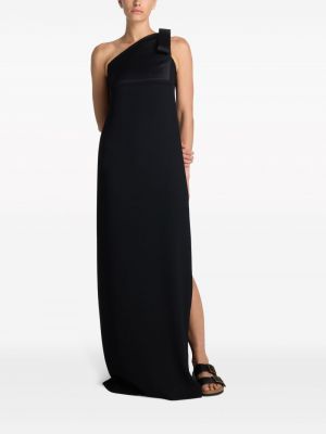Satynowa sukienka wieczorowa z krepy St. John czarna