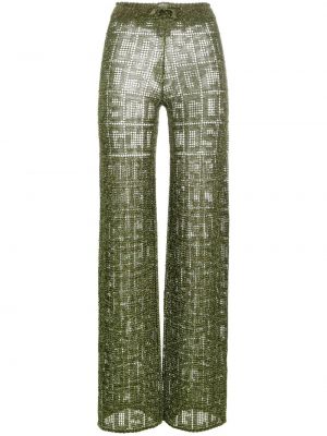 Zielone spodnie z wysoką talią z nadrukiem Gcds