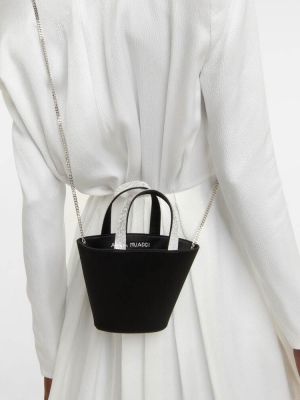 Атласная сумка Amina Muaddi черная