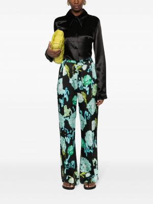 Květinové rovné kalhoty s potiskem Christian Wijnants černé