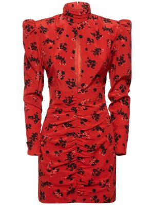 Svilena mini obleka Alessandra Rich rdeča
