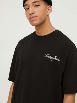 Тениска с дълъг ръкав с апликация Tommy Jeans черно