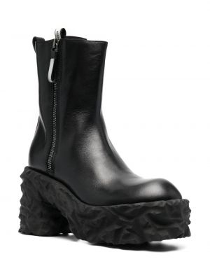 Chunky kožené kotníkové boty na zip Premiata černé