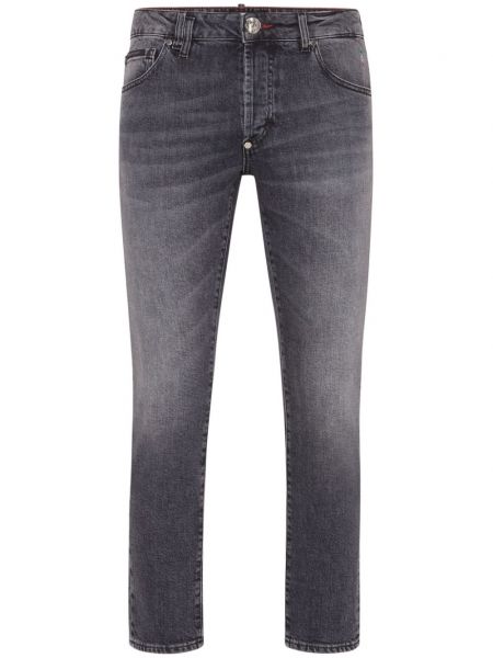 Jeans skinny slim avec applique Philipp Plein gris