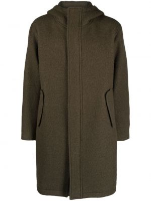 Płaszcz z alpaki z kapturem Auralee zielony