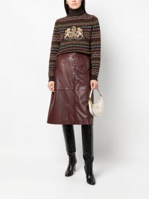 Pull brodé en tricot Ralph Lauren Collection marron