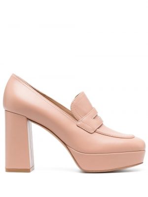 Кожени ниски обувки с ток Gianvito Rossi розово