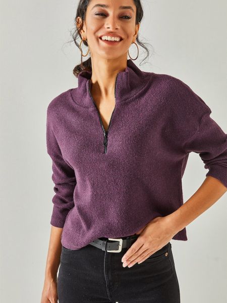 Пуловер на молнии Olalook фиолетовый