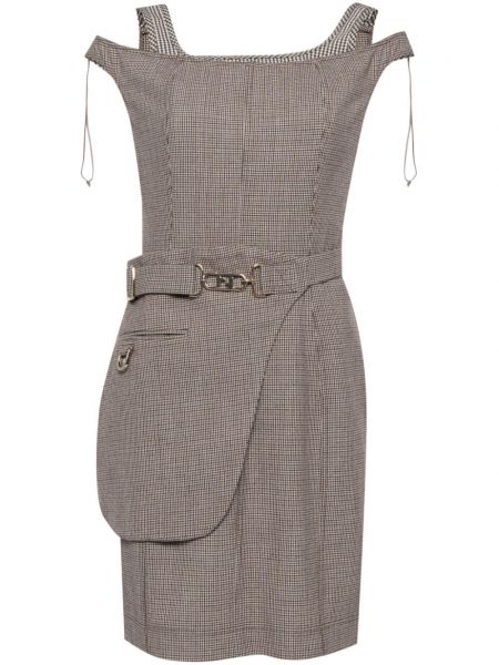 Obleka s karirastim vzorcem Fendi Pre-owned rjava