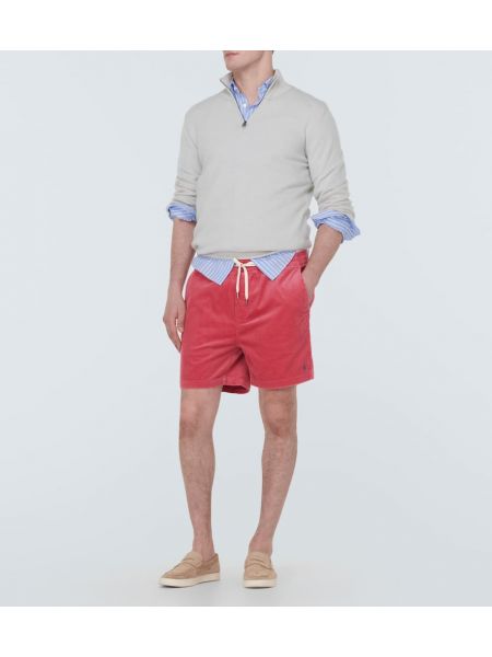Puuvillased velvetist lühikesed püksid Polo Ralph Lauren punane