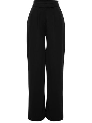Pletené kalhoty na suchý zip s vysokým pasem Trendyol černé
