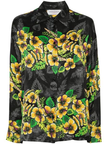 Krekls ar ziediem ar apdruku Ermanno Firenze melns