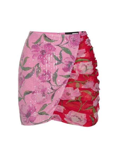 Mini spódniczka z cekinami w kwiatki Rotate Birger Christensen różowa