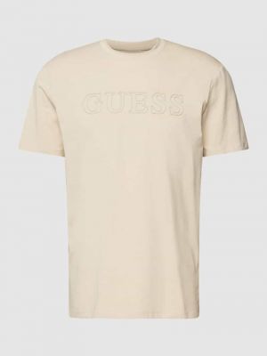 Koszulka z nadrukiem Guess Activewear beżowa