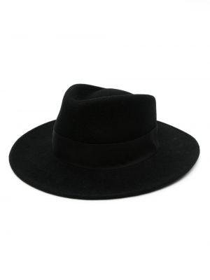Вълнена шапка с периферия от филц Borsalino черно