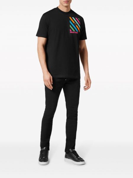Pruhované tričko Philipp Plein černé