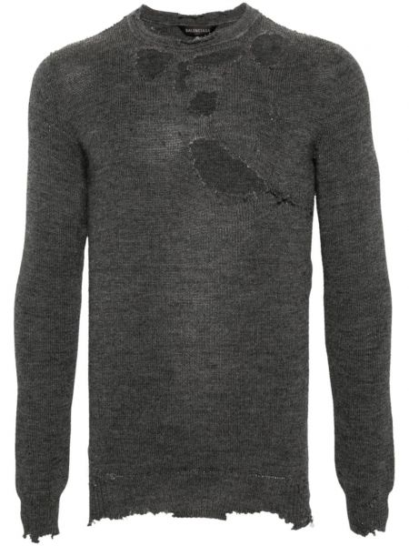 Vuneni džemper s izlizanim efektom Balenciaga siva