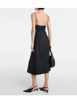 Βαμβακερή μίντι φόρεμα με δαντέλα Jil Sander μαύρο