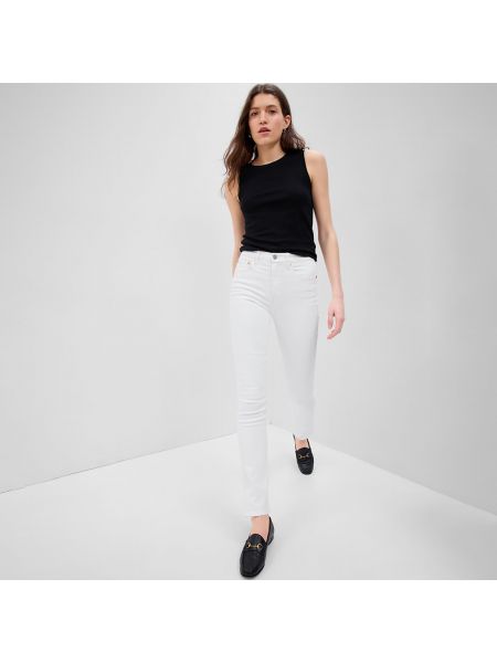 Slim fit kalhoty s vysokým pasem Gap bílé