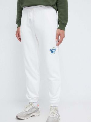 Spodnie sportowe z nadrukiem Reebok białe