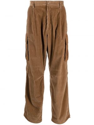 Voľné menčestrové nohavice Moncler hnedá