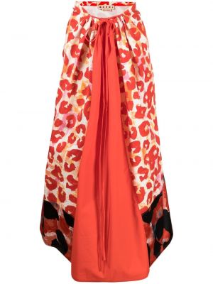 Falda midi leopardo Marni rojo