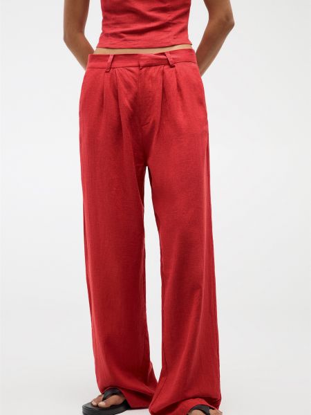Pantaloni plissettati Pull&bear rosso
